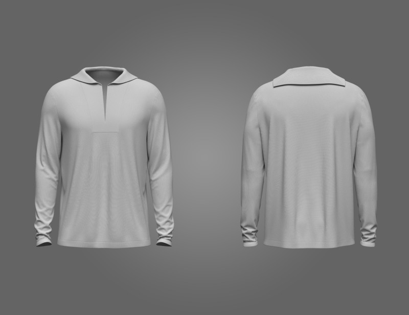 Male Sailor Shirt 3D Model .c4d .max .obj .3ds .fbx .stl .blend
