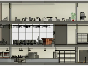 3 KATLI MUTFAK CAFERESTORAUNT REVIT Modelo 3D