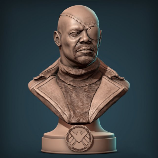 Nick Fury Bust 3D Принт Модель .c4d .max .obj .3ds .fbx .stl .blend