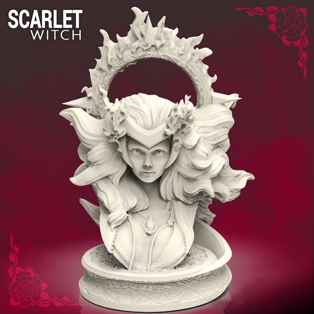 Scarlet Witch Bust Model Cetak 3D .c4d .max .obj .3ds .fbx .stl .blend 