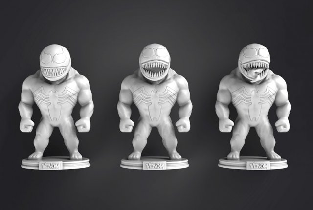 Chibi Venom 3D Принт Модель .c4d .max .obj .3ds .fbx .stl .blend 