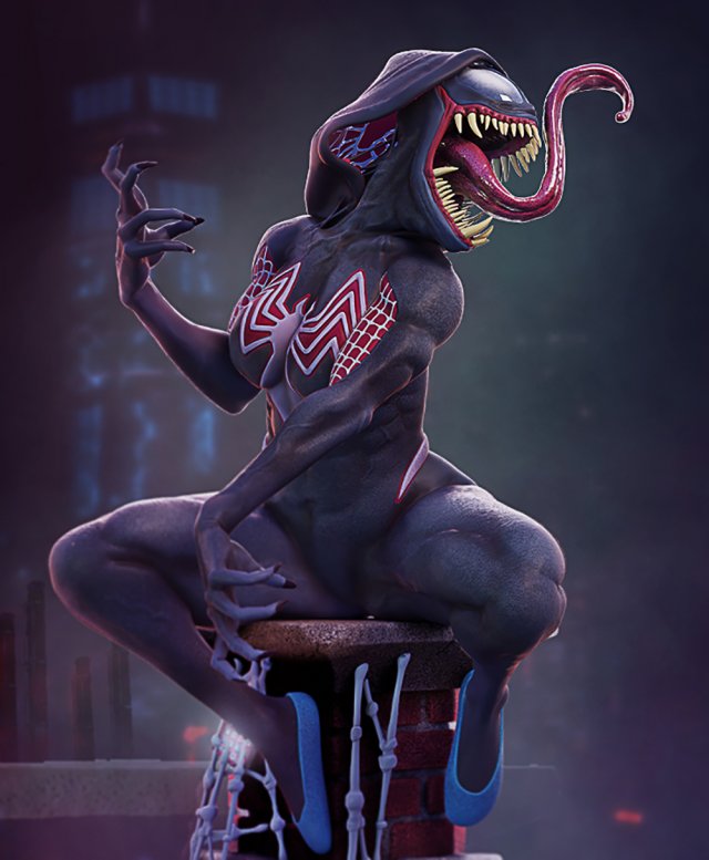 Gwenom Statue 3D Принт Модель .c4d .max .obj .3ds .fbx .stl .blend 
