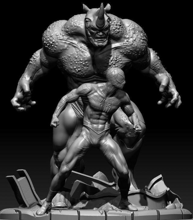 Rhino vs Spiderman 3D 打印模型 .c4d .max .obj .3ds .fbx .stl .blend 