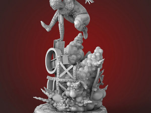 Spider-Man Explosion Scene Model Cetak 3D
