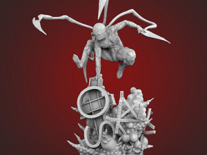 Spider-Man Explosion Scene Model Cetak 3D