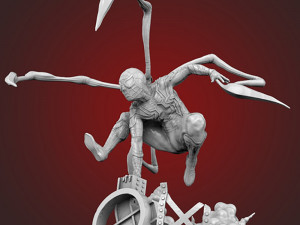 Spider-Man Explosion Scene Model Cetak 3D