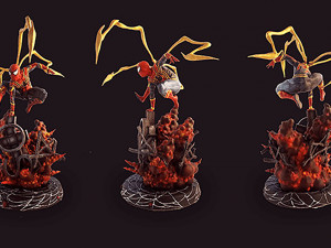Spider-Man Explosion Scene Model Cetak 3D