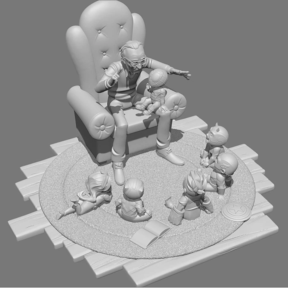 Stan Lee and Kids 3D Print Model .c4d .max .obj .3ds .fbx .stl .blend
