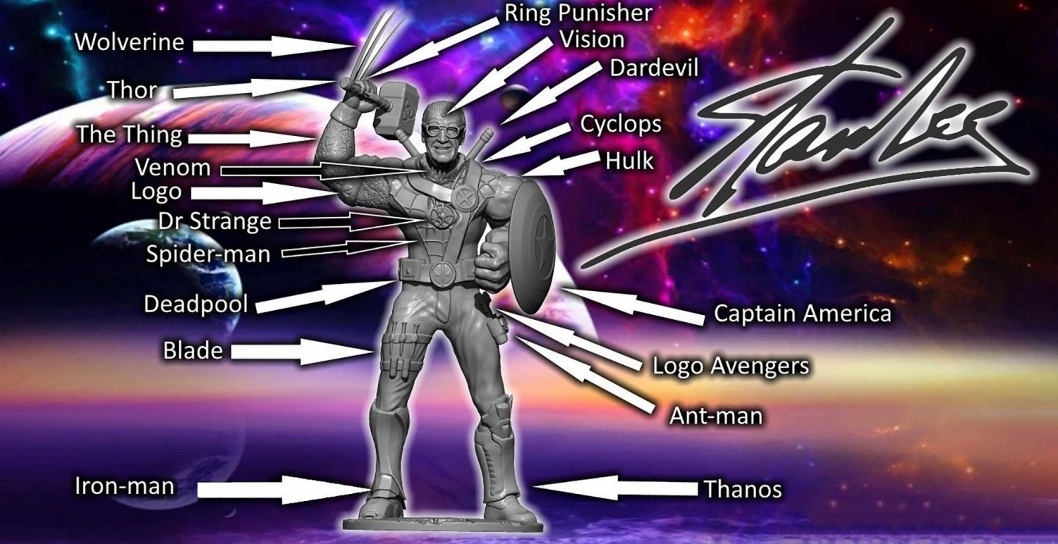 Stan Lee Heroes 3D Print Model .c4d .max .obj .3ds .fbx .stl .blend