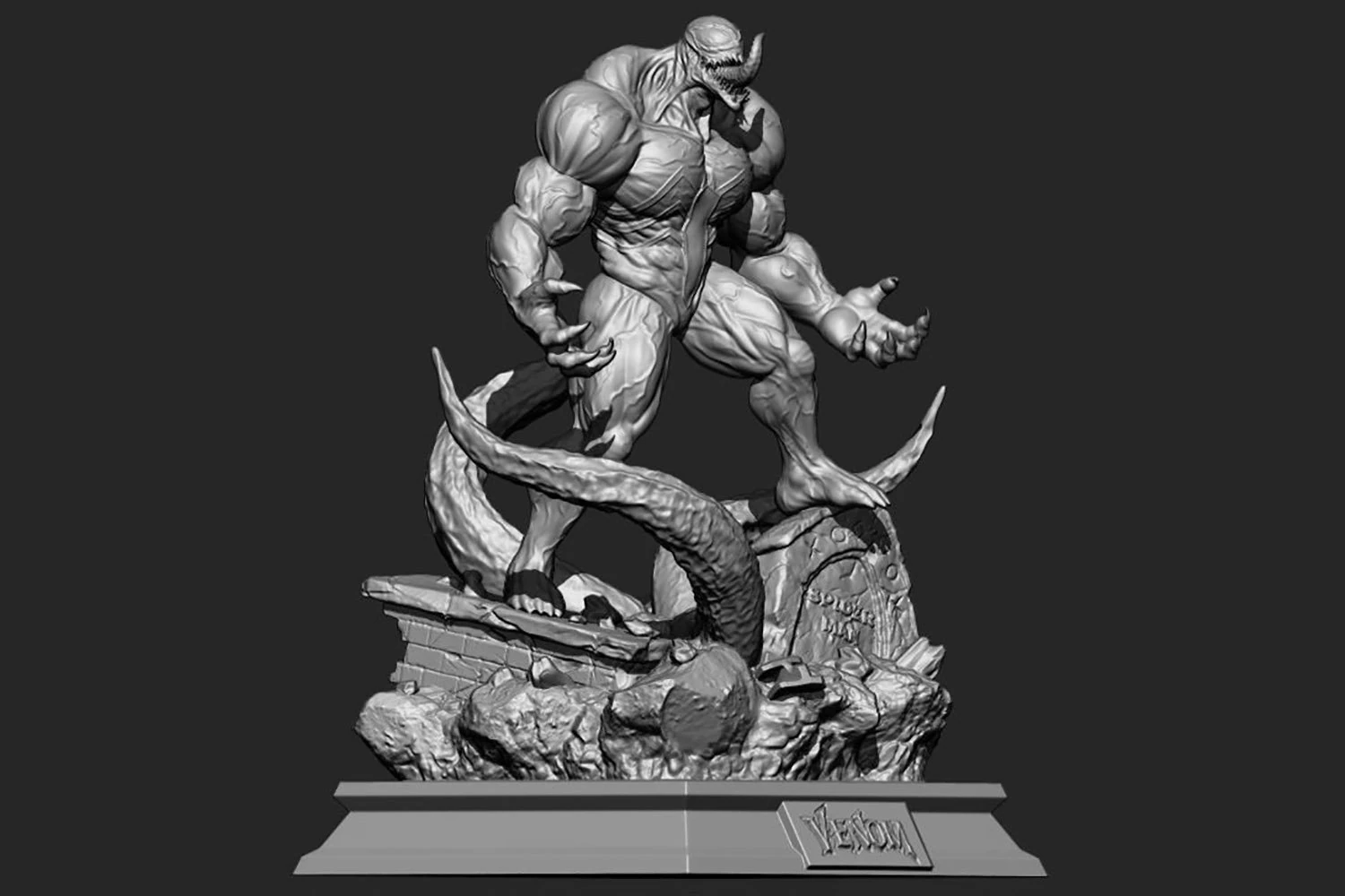 Venom Diorama 3D Print Model .c4d .max .obj .3ds .fbx .stl .blend 
