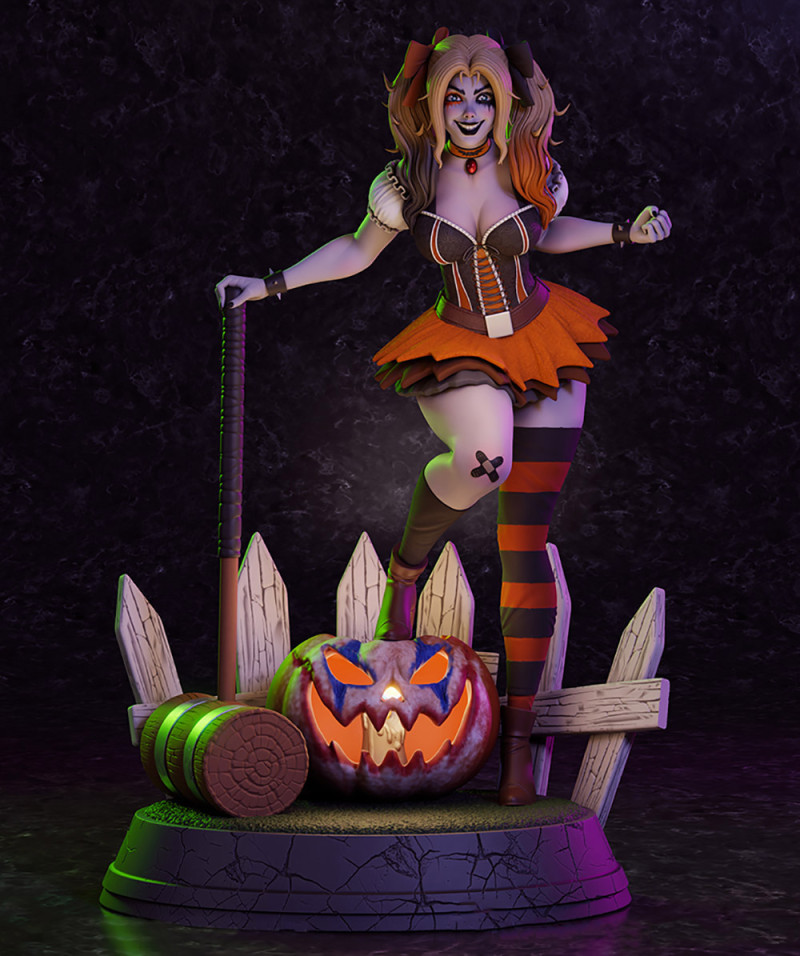 Harley Quinn Halloween 3Dプリントモデル .c4d .max .obj .3ds .fbx .stl .blend 