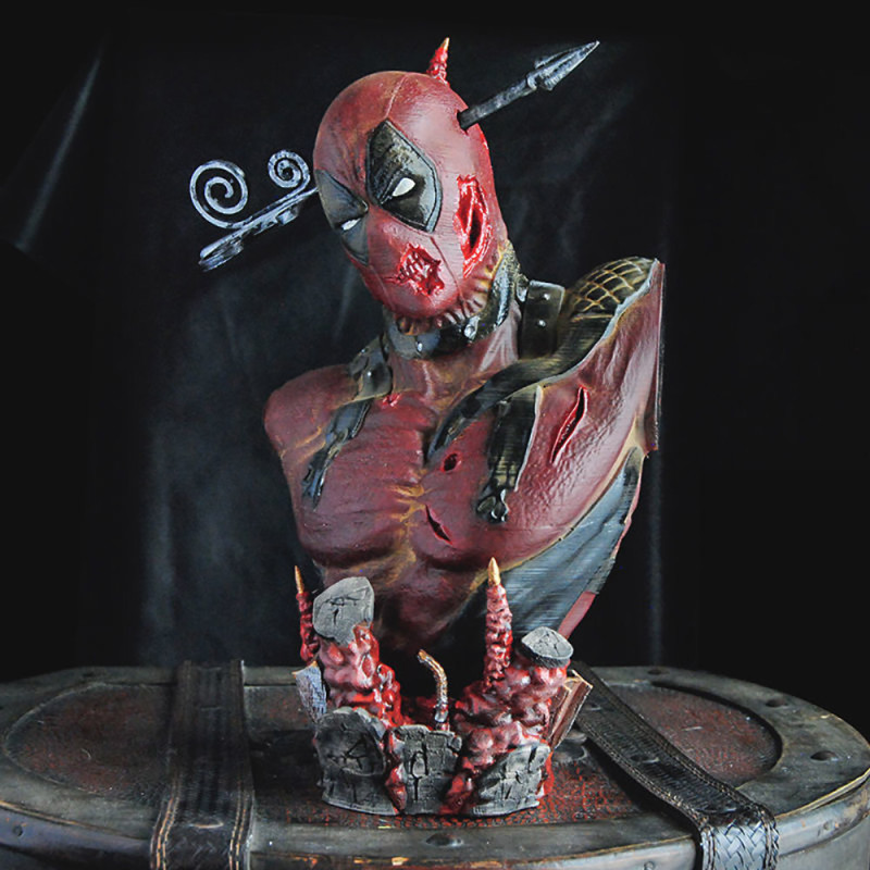 Deadpool Bust Arrow through the Head Modelo de impresión 3D .c4d .max .obj .3ds .fbx .stl .blend 