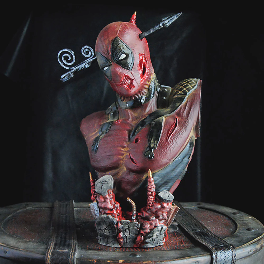 Deadpool Bust Arrow through the Head 3D Print Model .c4d .max .obj .3ds .fbx .stl .blend