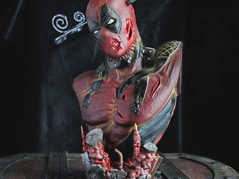 Deadpool buste pijl door het hoofd 3D printmodel