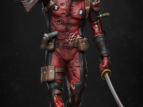 Deadpool Statue 3D Print Model
