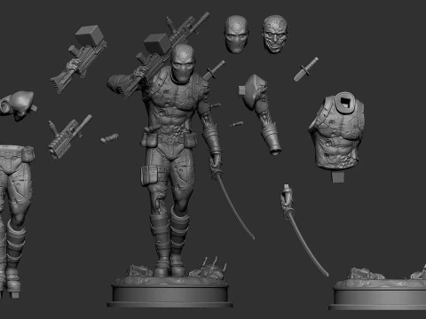 Deadpool Statue 3D Print Model