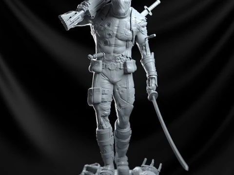 Deadpool Statue 3D Print Model