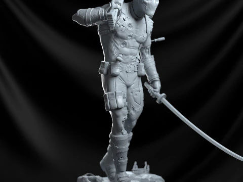 Deadpool Statue 3D Print Model