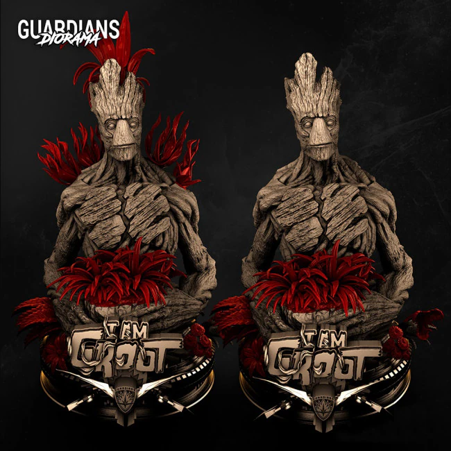 Groot Bust 3D Print Model .c4d .max .obj .3ds .fbx .stl .blend 
