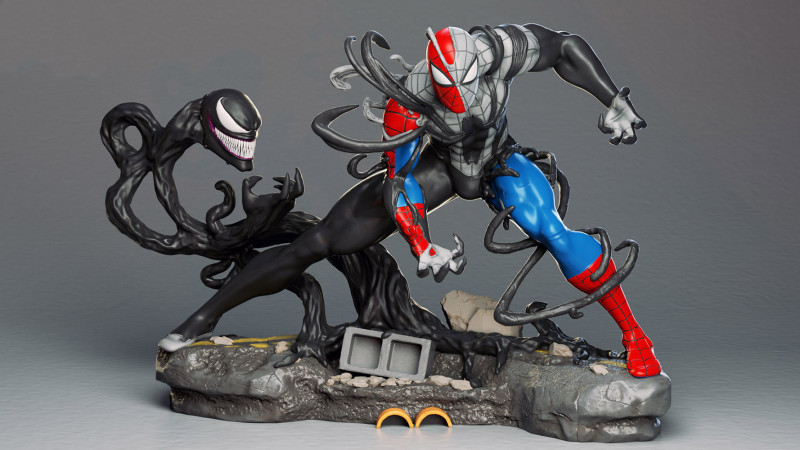 Venom Take Over Spiderman 3D Print Model .c4d .max .obj .3ds .fbx .stl .blend 