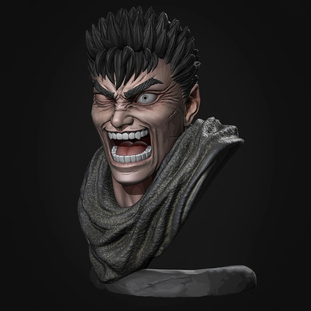 Guts Bust - Berserk 3D Print Model .c4d .max .obj .3ds .fbx .stl .blend 
