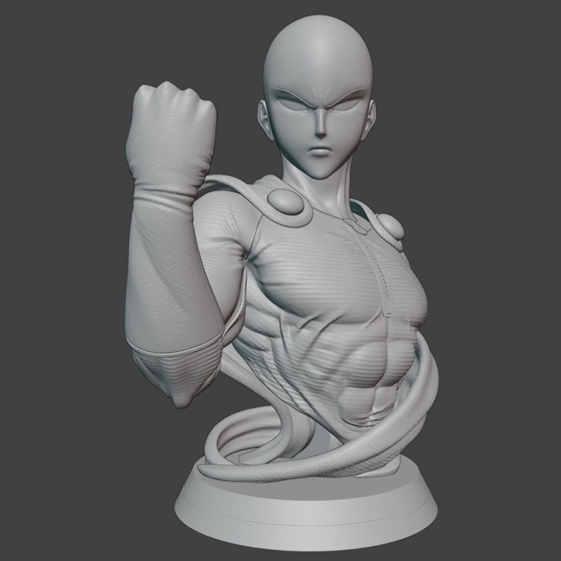 Saitama Bust 3D Print Model .c4d .max .obj .3ds .fbx .stl .blend 