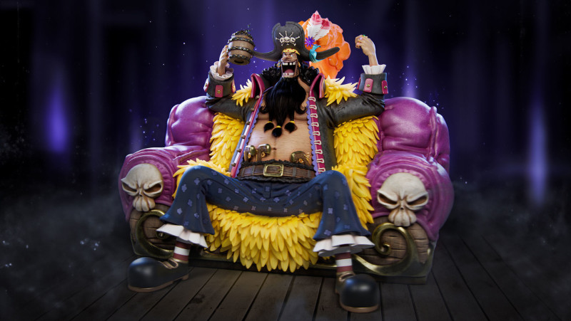Blackbeard Marshall D Teach with Throne - One Piece 3D 프린트 모델 .c4d .max .obj .3ds .fbx .stl .blend 
