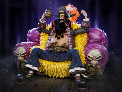 Blackbeard Marshall D Teach with Throne - One Piece 3Dプリントモデル