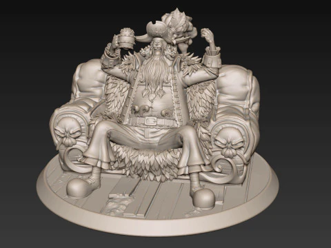 Blackbeard Marshall D Teach with Throne - One Piece 3D Print Model
