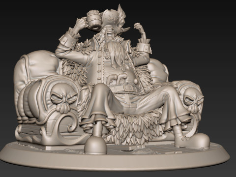 Blackbeard Marshall D Teach with Throne - One Piece 3D 프린트 모델