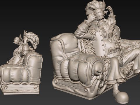 Blackbeard Marshall D Teach with Throne - One Piece 3D 프린트 모델