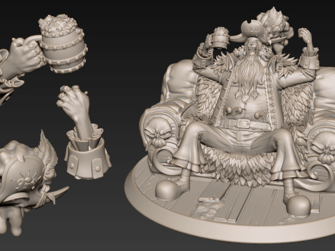 Blackbeard Marshall D Teach with Throne - One Piece 3D 프린트 모델