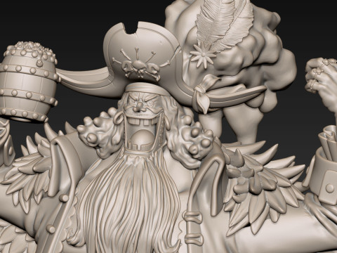 Blackbeard Marshall D Teach with Throne - One Piece 3D 프린트 모델
