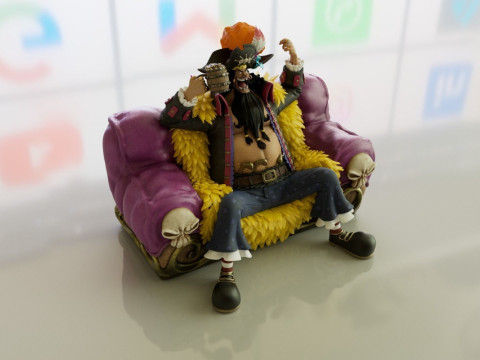 Blackbeard Marshall D Teach with Throne - One Piece 3D 프린트 모델