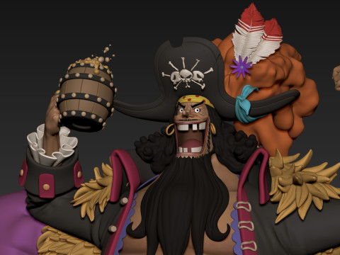 Blackbeard Marshall D Teach with Throne - One Piece 3D 프린트 모델
