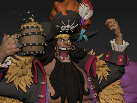 Blackbeard Marshall D Teach with Throne - One Piece 3D 프린트 모델
