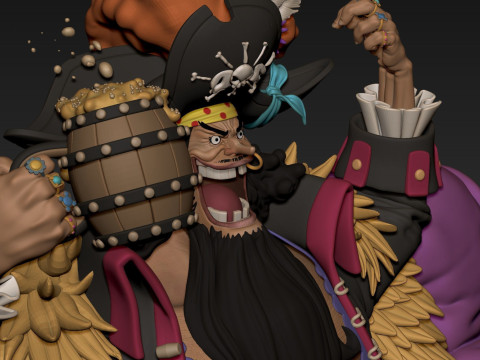 Blackbeard Marshall D Teach with Throne - One Piece 3D 프린트 모델