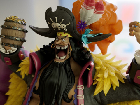 Blackbeard Marshall D Teach with Throne - One Piece 3D 프린트 모델