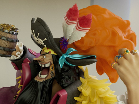 Blackbeard Marshall D Teach with Throne - One Piece 3D 프린트 모델