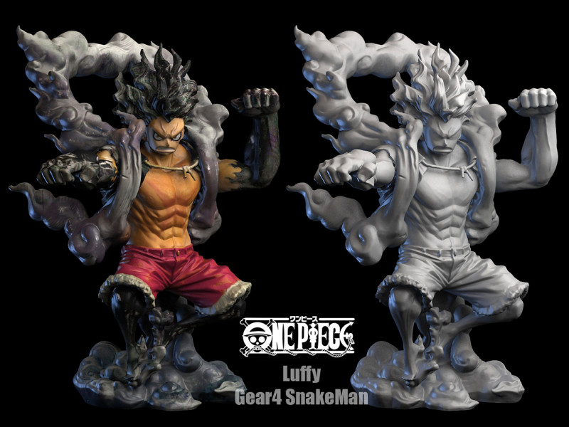 Luffy Gear 4 Snakeman 3D Baskı Modeli .c4d .max .obj .3ds .fbx .stl .blend