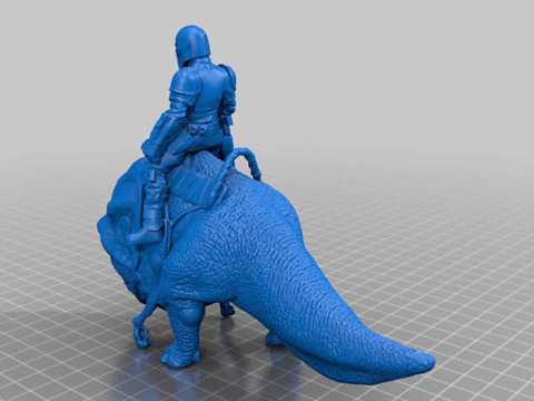 Mando Riding a Blurrg 3D Print Model