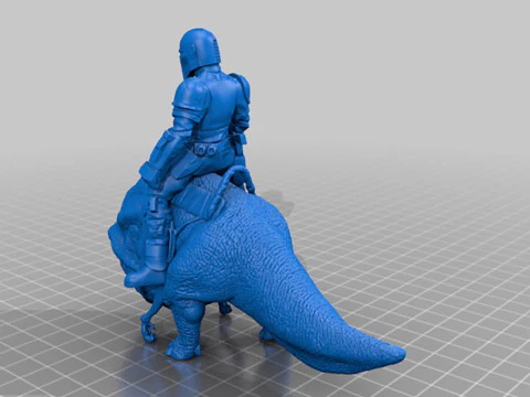 Mando Riding a Blurrg 3D Print Model
