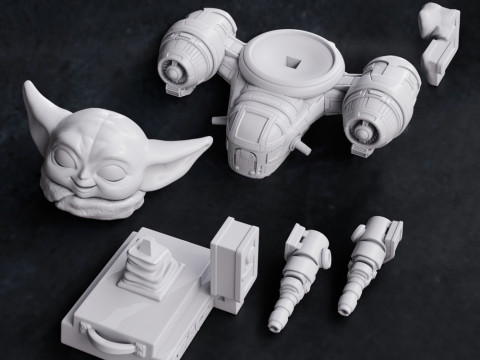 Chibi Grogu - Mandalorian Modèles 3D en vedette