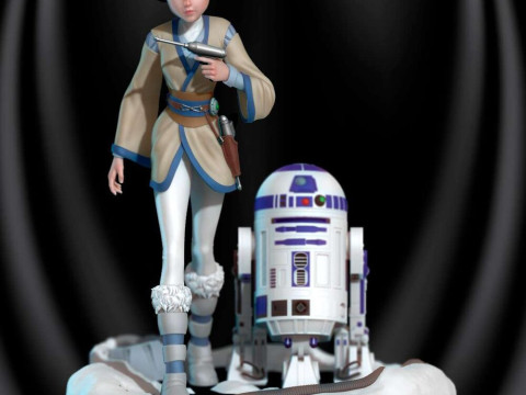 Padme Amidala and R2D2 3D Print Model