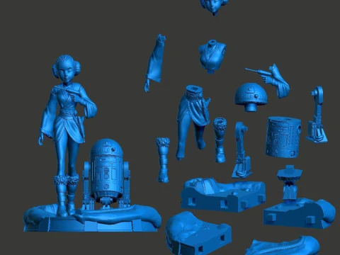 Padme Amidala and R2D2 3D Print Model