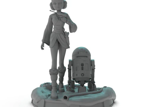 Padme Amidala and R2D2 3D Print Model