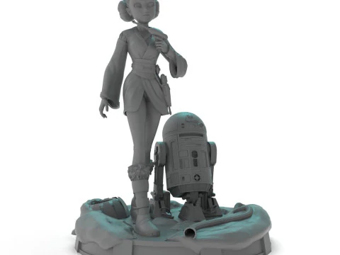 Padme Amidala and R2D2 3D Print Model
