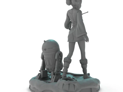 Padme Amidala and R2D2 3D Print Model