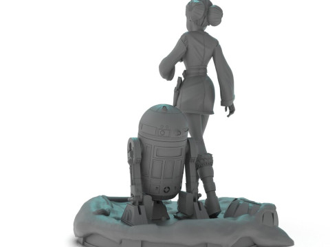 Padme Amidala and R2D2 Modelo de Impressão 3D