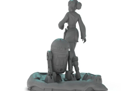 Padme Amidala and R2D2 3D Print Model